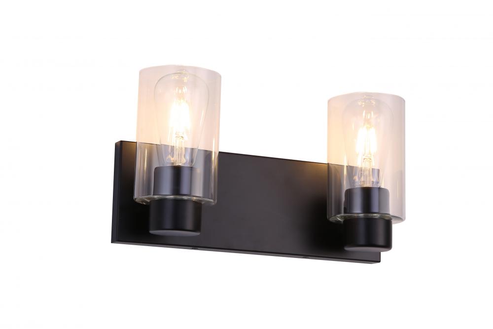 2X E26 60 Wvanity Light in Black finish with replaceable socket rings