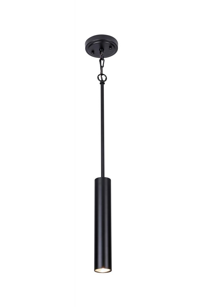 12" Long Cylindrical Pendant in Black finish with GU10 socket