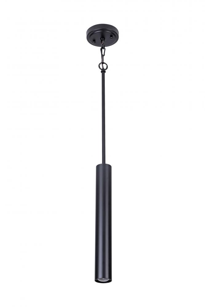 16" Long Cylindrical Pendant in Black finish with GU10 socket