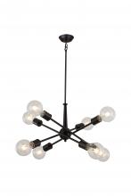 Lit Up Lighting LIT2533BK+MC - 8x60, E26 Light Pendant in Black finish with replaceable sockets in black, Satin Nickel