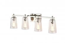 Lit Up Lighting LIT2924SN+MC-CL - 4 X60 w vanity in Satin Nickel finish with replaceable black and Satin Nickel socket rings