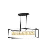 Lit Up Lighting LIT6402BK-CRY-5CCT - Banff Linear Pendant Black Finish