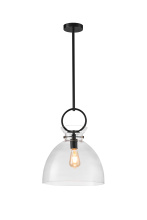 Lit Up Lighting LIT9132BK+MC-CL - Stanley Pendant Black Finish with Clear Glass
