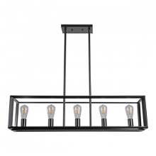 Lit Up Lighting LIT4251BK+MC - 40" - 5 Light Linear Pendant with Medium Base sockets rings in Black finish, with replaceable so