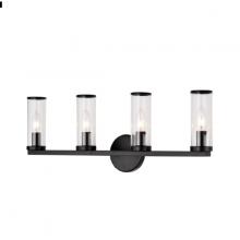 Lit Up Lighting LIT3024BK-CL - 4-Light Vanity in black finish with clear glass