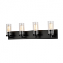 Lit Up Lighting LIT3224SN+MC-CL - 4-Light Vanity in Satin Nickel finish with replaceable multi color sockets rings included