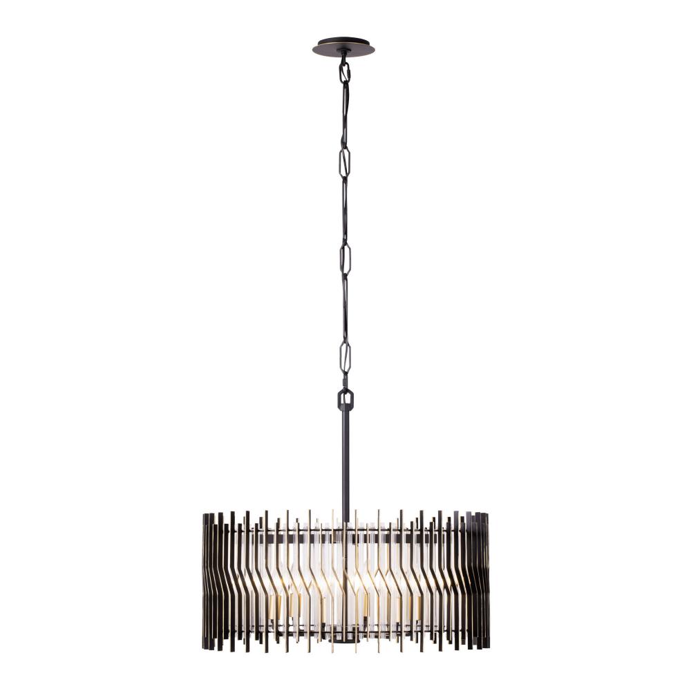 Park Row 6-Lt   Pendant - Matte Black/French Gold