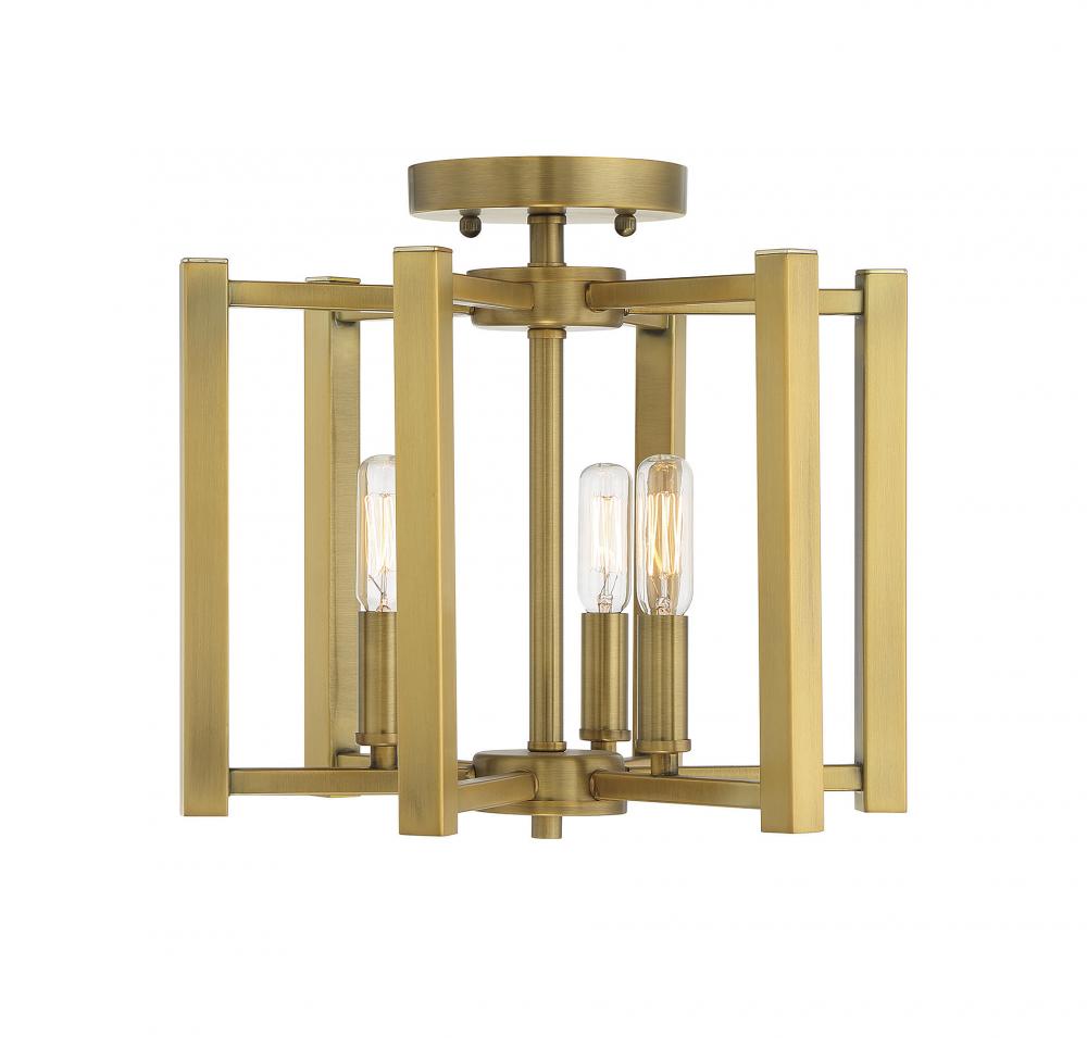 Benson 3-Light Ceiling Light in Warm Brass