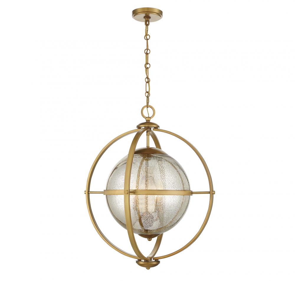 Pearl 3-Light Pendant in Warm Brass