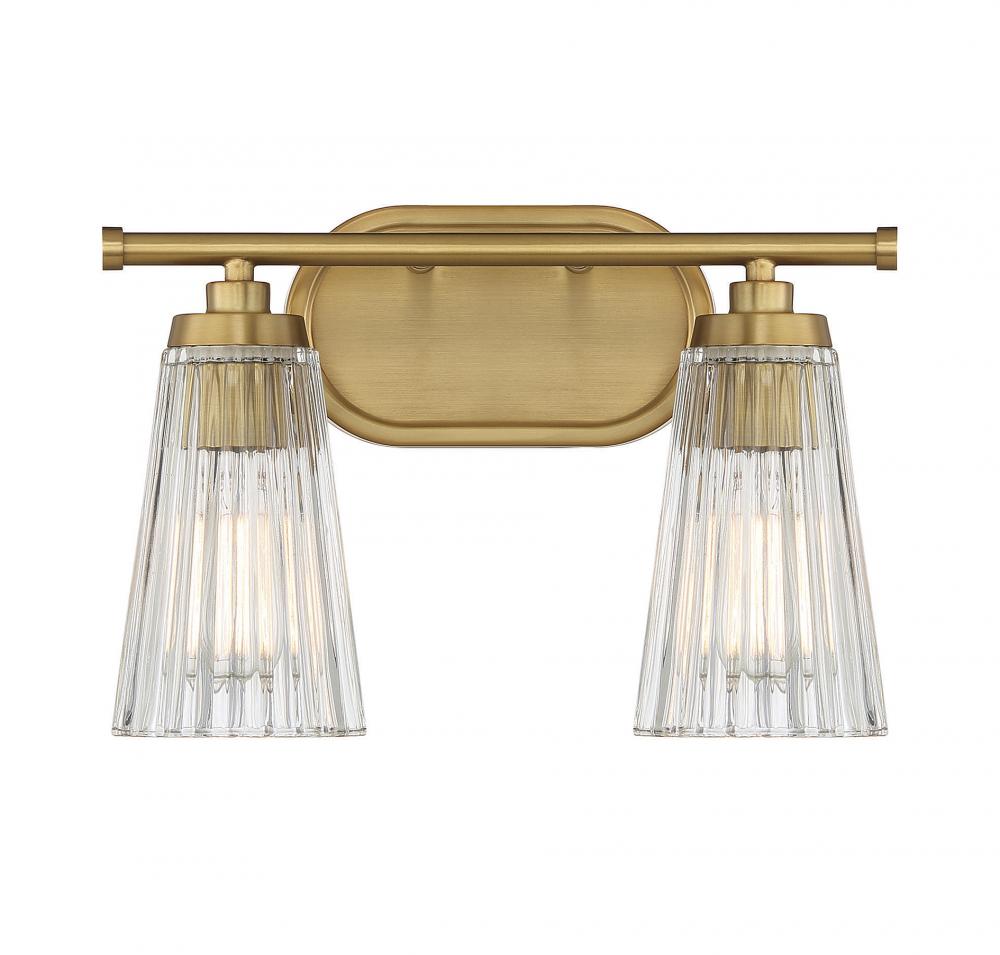 Chantilly 2-Light Bathroom Vanity Light in Warm Brass