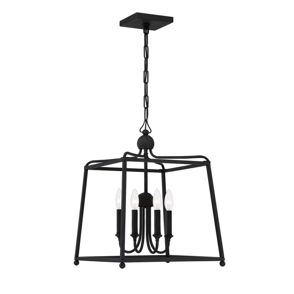 Libby Langdon Sylvan 4 Light Black Forged Lantern Chandelier