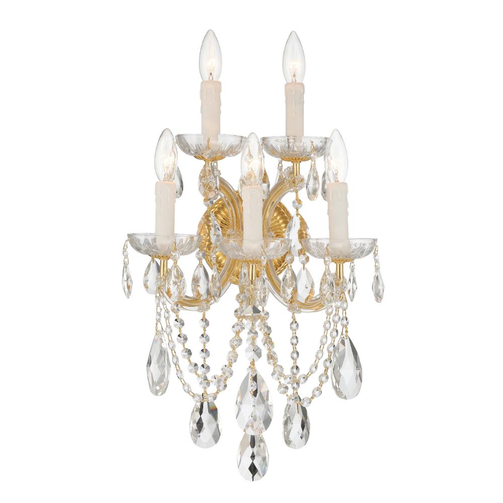 Maria Theresa 5 Light Spectra Crystal Gold Sconce