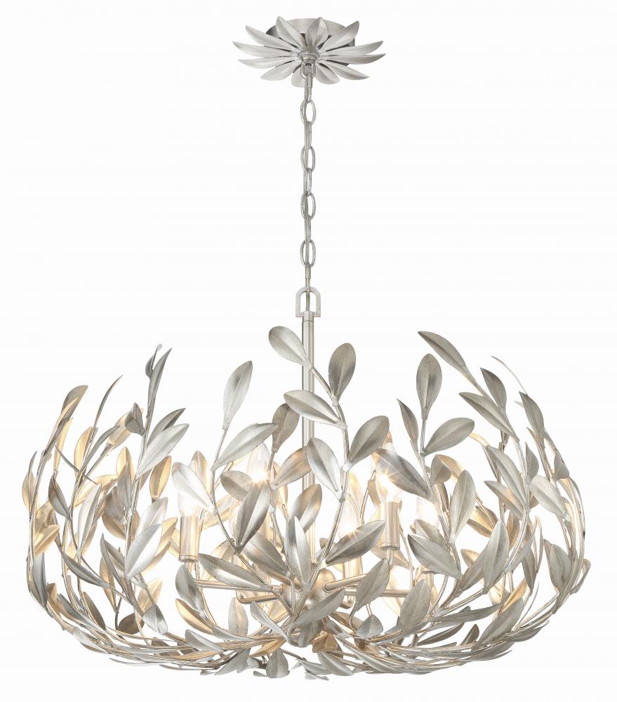 Broche 6 Light Antique Silver Chandelier