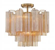 Crystorama ADD-300-AG-AM_CEILING - Addis 17.75'' Aged Brass Semi Flush Mount