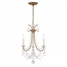 Crystorama KAR-90903-AG-CL-MWP - Karrington 3 Light Aged Brass Mini Chandelier