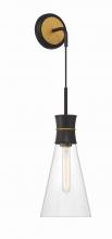 Crystorama QUN-1501-MK-TG - Quinn 7'' Matte Black + Textured Gold Sconce