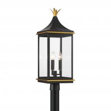 Crystorama SIM-809-MK-TG - Simpson 10'' Matte Black + Textured Gold Outdoor Post