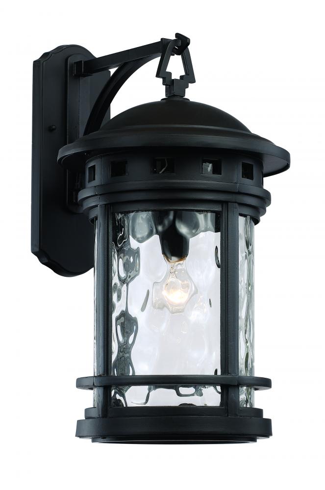 Boardwalk Collection 1-Light, Hook Hanging Wall Lantern with Water Glass