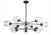 Trans Globe PND-2127 BK - Clusters Collection 12-Light, 12-Shade Glass and Metal Mid-Century Style Sputnik Chandelier