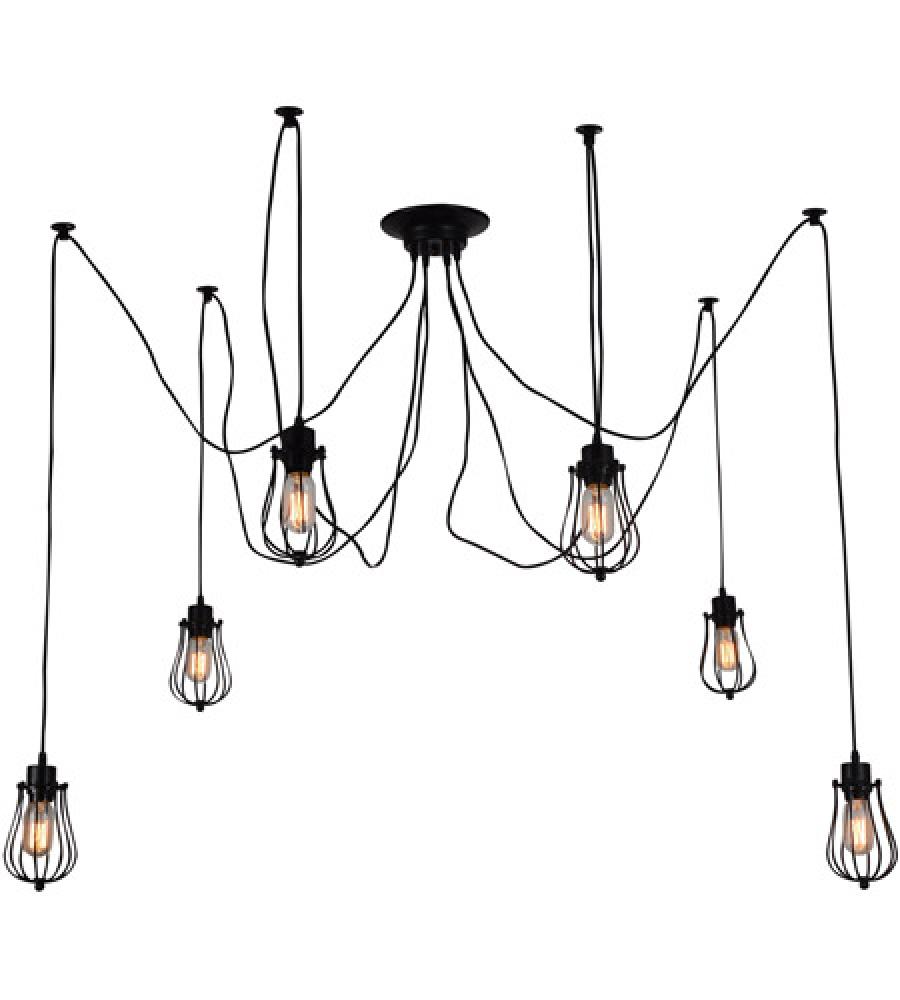 Tomaso 6 Light Multi Light Pendant With Black Finish