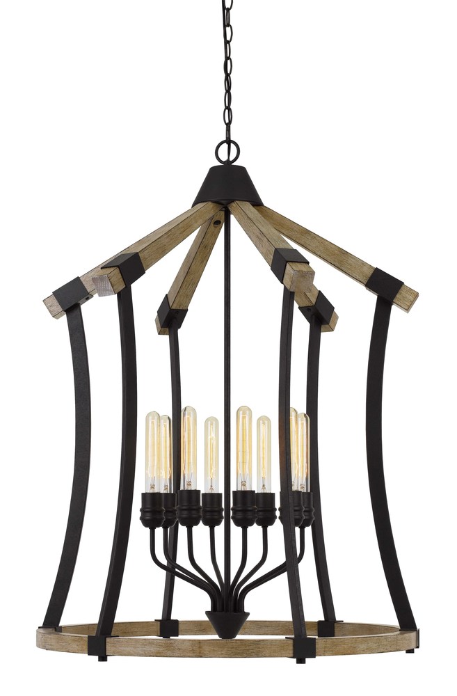 Dali 60W X 8 Metal/Pine Wood Chandelier  (Edison Bulbs Not included)