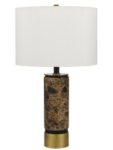 CAL Lighting BO-3201TB - 150W 3 way Salford Marble stone table lamp with metal base and hardback fabric shade