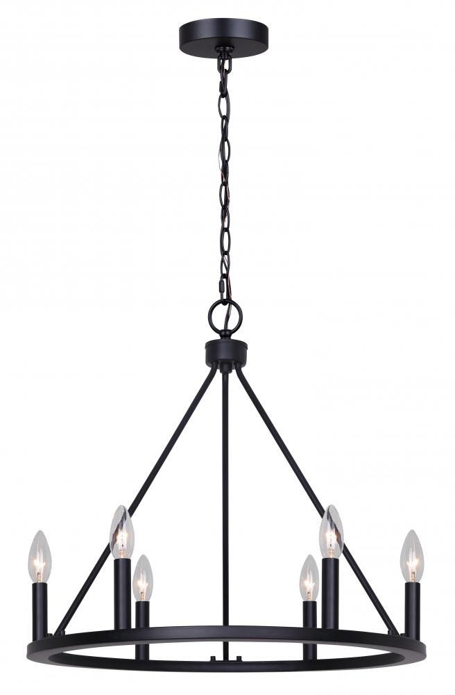 Mara 6 Light Matte Black Modern Chandelier for Dining Rooms and Living Rooms