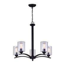 Canarm ICH370A05BK-CL - HAMPTON, ICH370A05BK-CL, MBK Color, 5 Lt Chain Chandelier, Clear Glass, 60W Type A