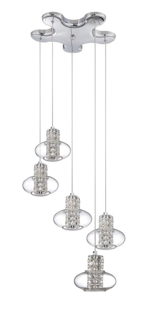 ARIA series 5-Light Chrome Pendant Pan