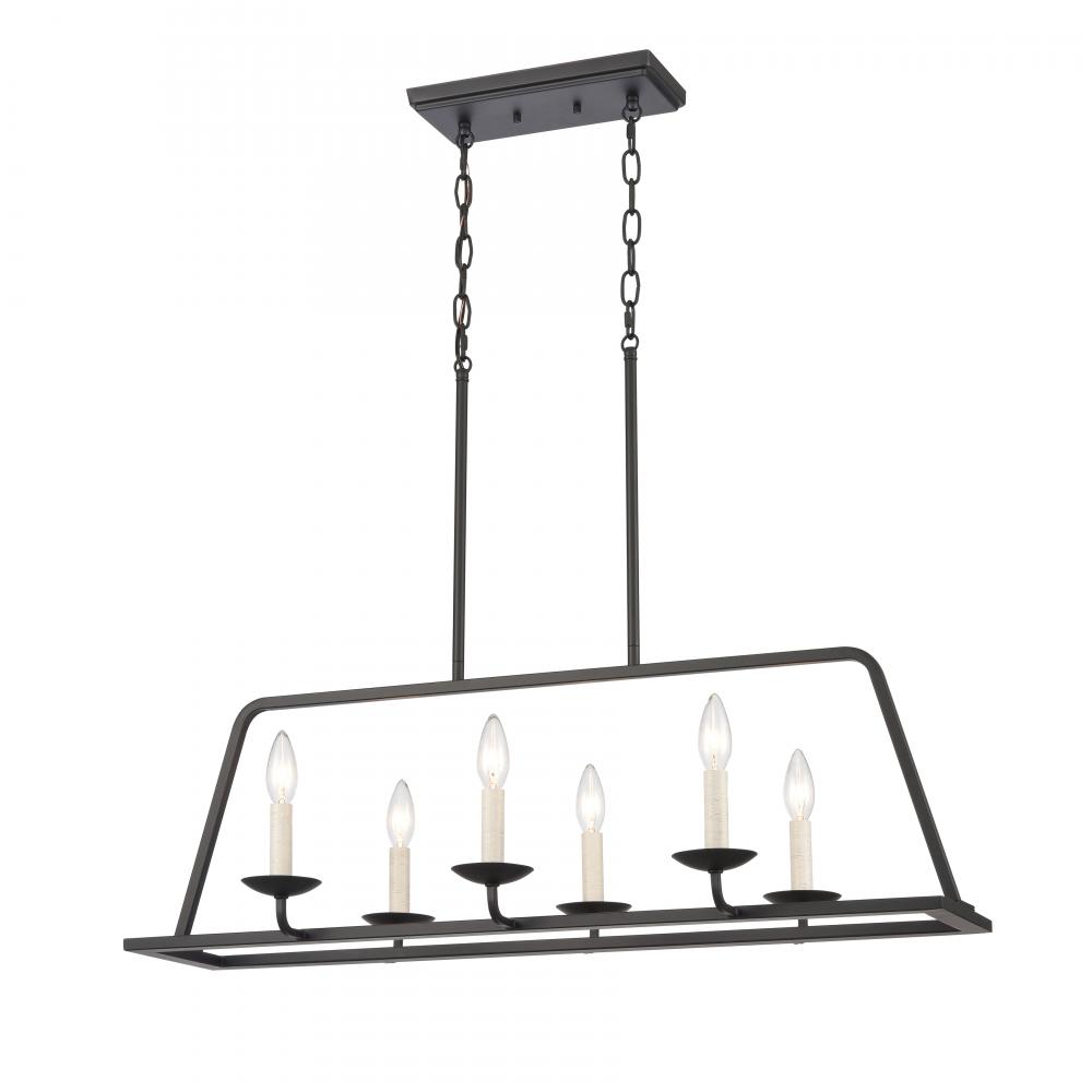 Ellisville 34'' Wide 6-Light Chandelier - Matte Black