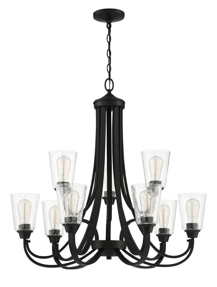 Grace 9 Light Chandelier in Espresso (Clear Seeded Glass)