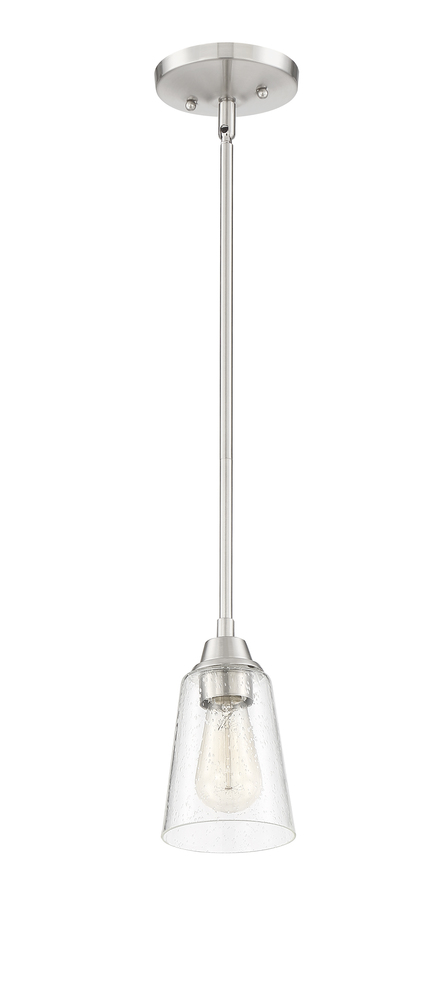 Grace 1 Light Mini Pendant in Brushed Polished Nickel (Clear Seeed Glass)