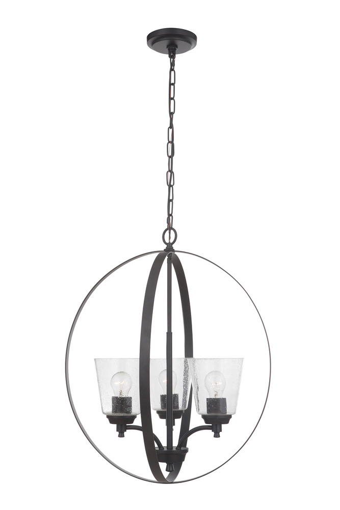 Tyler 3 Light Foyer in Flat Black