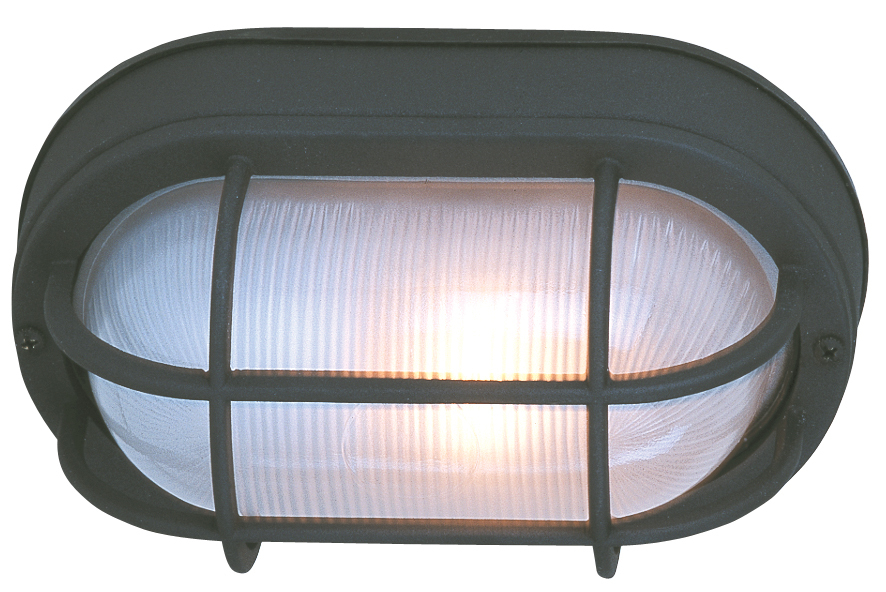 Oval Bulkhead 1 Light Large Flush/Wall Mount in Textured Black