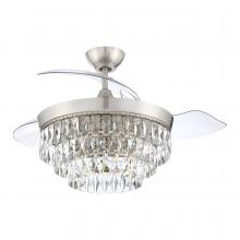 Craftmade SOF42BNK3 - Sofia 42" 3-Blade Hidden Blades Ceiling Fan in Brushed Polished Nickel w/ Clear Acrylic Blades