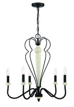 Craftmade 52525-CWESP - Anna 5 Light Chandelier in Cottage White/Espresso