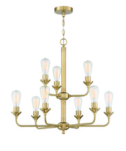 Craftmade 53029-SB - Bridgestone 9 Light 2-Tier Chandelier in Satin Brass