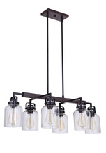 Craftmade 53676-FBDT - Foxwood 6 Light Island in Flat Black/Dark Teak