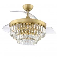 Craftmade SOF42SB3 - Sofia 42" 3-Blade Hidden Blades Ceiling Fan in Satin Brass w/ Clear Acrylic Blades