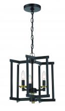 Craftmade 56953-FBSB - Avante Grand 3 Light Cage Convertible Semi Flush/Pendant in Flat Black/Satin Brass