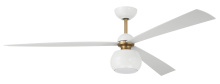 Craftmade OTT60WSB3 - Otto 60" 3-Blade Ceiling Fan in White/Satin Brass w/ White Blades; Light Kit Included (optional)