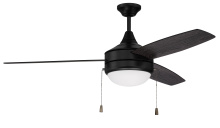 Craftmade PHA52FB3 - Phaze 3 52" 3-Blade Ceiling Fan in Flat Black w/ Flat Black/Greywood Blades; Integrated Light Ki