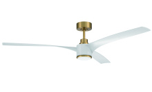 Craftmade PHB60SB3-NWF - Phoebe 60" 3-Blade Ceiling Fan in Satin Brass w/ White Blades; Light Kit Included (optional)