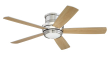 Craftmade TMPH52BNK5 - Tempo Hugger 52" 5-Blade Ceiling Fan in Brushed Polished Nickel w/ Brushed Nickel/Maple Blades